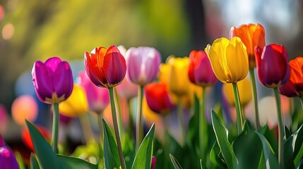 Poster - Colorful Tulips in a Spring Garden