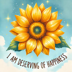 Wall Mural - motivational quote design, I am affirmation, I am deserving of happiness