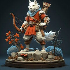 Poster - White Wolf Archer Figurine