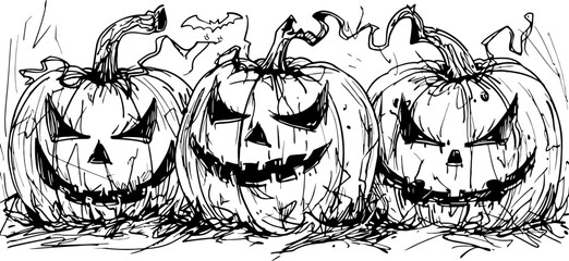 Halloween pumpkin scribble art drawing