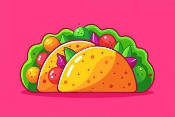 Wall Mural - cute delicious taco cartoon illustration