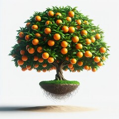 Wall Mural - a floating green Mandarin tree with full of Mandarins