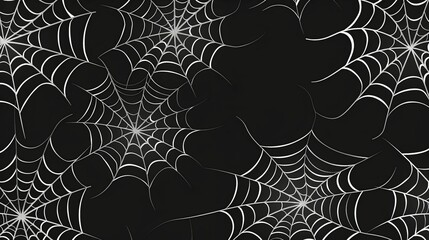 White Spider Webs on a Black Background