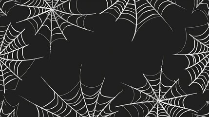white spiderwebs on black background