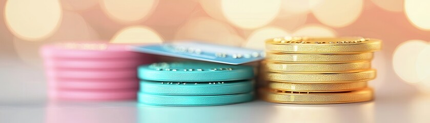 Poster - Gold and Blue Coins with Credit Card.