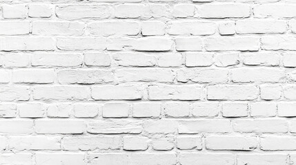 Seamless white brick wall texture background, wide panorama design for creative projects, architecture, or interior decor.