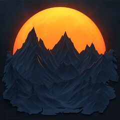 Wall Mural - Sunset Over Mountains, Abstract Art