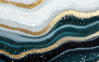 Poster - Glittering golden waves on a dark ocean