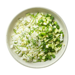 Poster - Chopped fennel filled in bowl on isolated transparent background