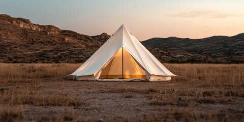 Canvas Print - Cozy tent under the stars in the desert