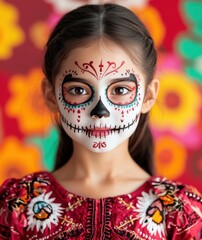 Canvas Print - colorful day of the dead makeup