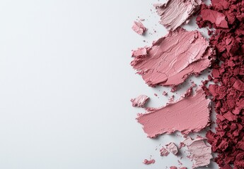 Sticker - Makeup cosmetic background with pink powder blush