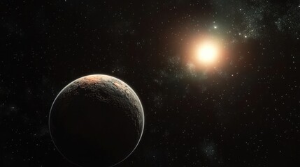 Aufkleber - 3D cartoon rendering of an isolated exoplanet view from space showcasing an alien world and solar system ideal for dark themed backgrounds and banners created through computer generated illustrati