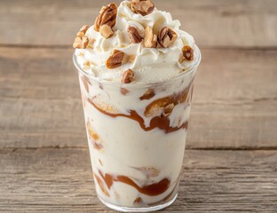 Wall Mural - Delicious pecan caramel milkshake dessert