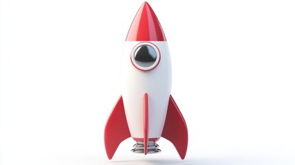 Aufkleber - Isolated rocket symbol in 3D cartoon rendering Illustration on a white background