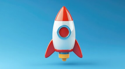 Aufkleber - Rocket icon in a flat design style rendered in 3D cartoon style