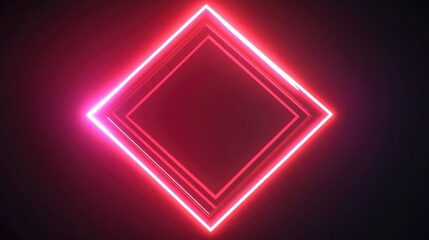 Canvas Print - Neon Glowing Geometric Frame Background Abstract 2D illustration on a dark backdrop