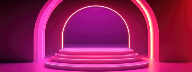 Aufkleber - Pink 3D podium background featuring an abstract minimalistic scene