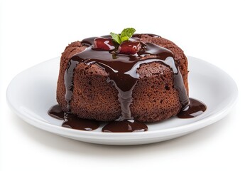 Wall Mural - Delicious chocolate cake with cherry topping