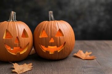 Wall Mural - Carved pumpkins with jack-o-lantern faces