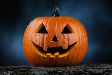 Sticker - Spooky jack-o-lantern pumpkin on dark background