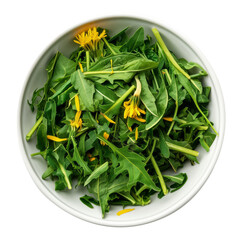 Wall Mural - Sliced dandelion greens filled in bowl on isolated transparent background