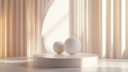 Aufkleber - Elegant and beautiful abstract background featuring minimalistic elements on a pedestal created through 3D illustration and rendering
