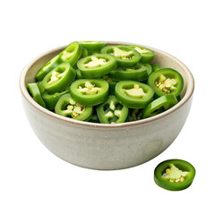 Wall Mural - Sliced jalapeÃ±o filled in bowl on isolated transparent background