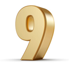 Gold 3D Number 9