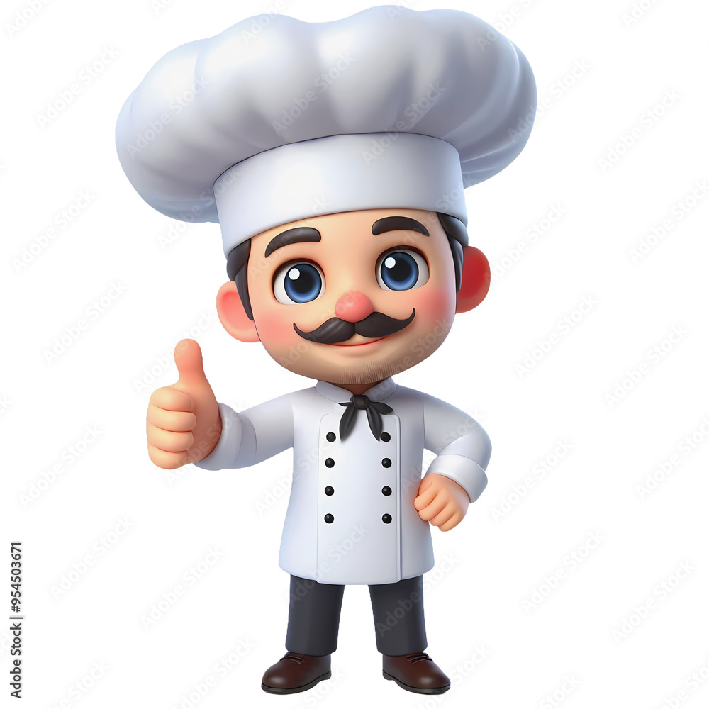 3d cartoon illustration of a cheerful chef isolated on transparent ...