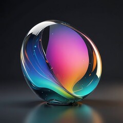 Abstract Glass shape, 3D Render with Gradient Effects.