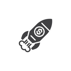 Sticker - Rocket launch vector icon