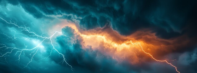 Wall Mural -  A stormy sky picture features a plane against it in the foreground Another plane is also visible in the foreground