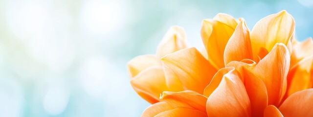 Wall Mural -  A tight shot of an orange blossom against a blue backdrop