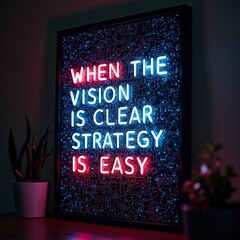 Motivational quote about clear vision and strategy over circuit board