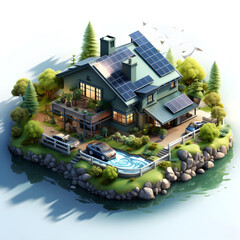 isometric architecture eco sustainable environment generative AI.