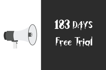 183 day free trial banner design. 183 days free banner background
