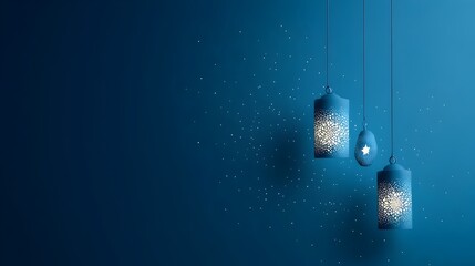 Wall Mural - Elegant Ramadan Lanterns with Intricate Paper Cut Stars in Modern Style