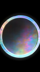 Poster - A round iridescent frame with a black background.