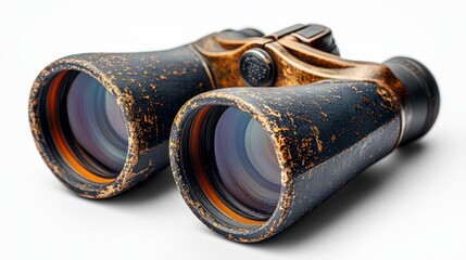 Vintage Binoculars With Gold Accents Close Up