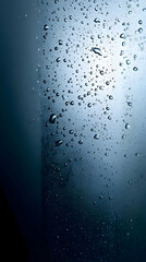 Wall Mural - Abstract background of water droplets on a dark blue surface.