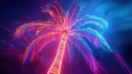 Poster - Neon Palm Tree Abstract