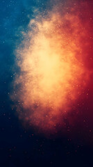 Poster - Abstract background with orange and red splatter of paint over a dark blue sky.