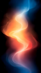 Poster - Abstract background with orange, blue, and white swirling light streaks on a black background.