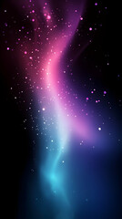 Poster - Abstract background with pink and blue light streaks and white dots on a black background.