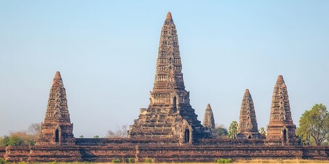 Wall Mural - Ancient Buddhist Temple in Thailand  Ayutthaya Historical Park  Wat Phu Khao Thong