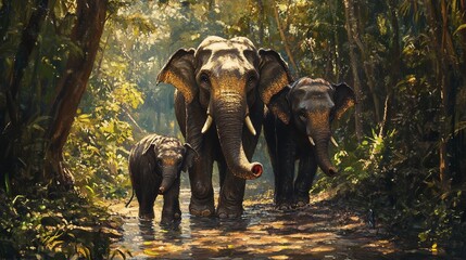 Bali, Indonesia, the forest of the elephants of Bali (Bali Elephant Sanctury), for meetings with elephants., generative IA