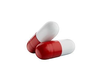 3d Two Overlapping Red And White Pharmaceutical Capsules On White Background 3d Illustration
