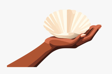 Sticker - Hand holding a seashell