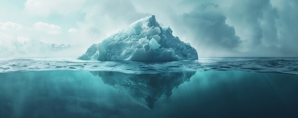 Majestic iceberg floating in Arctic waters, 4K hyperrealistic photo